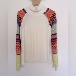 Free People - Prism Swift Cream Faire Isle Cowl Neck Sweater - Size Large
